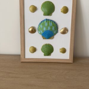 Emerald and Azure Scallop Trio with Gold Accents