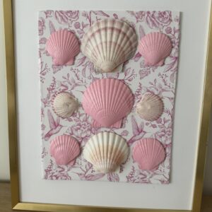 Pink Toile Scallop Collection in Gold Frame