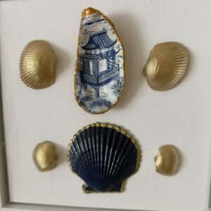 Blue Willow Chinoiserie Oyster with Navy Scallop