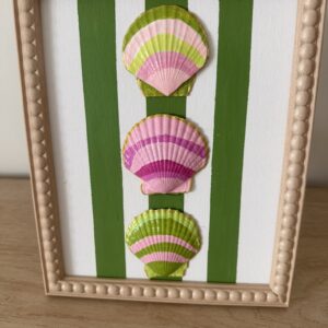 Pink and Green Scallop Trio on Cabana Stripe
