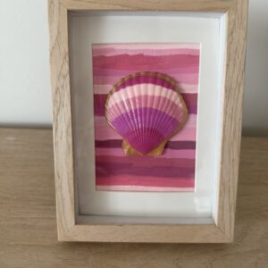 Pink Ombre Scallop on Watercolor Stripes