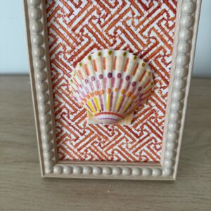 Confetti Dot Scallop on Orange Fretwork