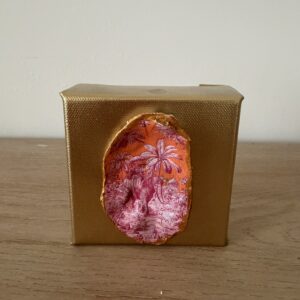 Tropical Toile Oyster on Gold Mini Canvas