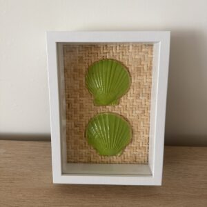 Lime Green Scallop Duo on Rattan Weave