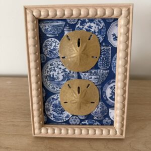 Gold Sand Dollar Duo on Blue Chinoiserie Porcelain