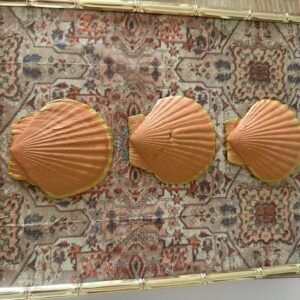 Terracotta Scallop Trio on Persian Kilim