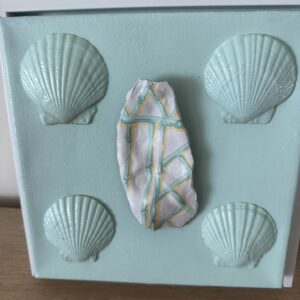 Seafoam Oyster and Scallops on Mint Canvas