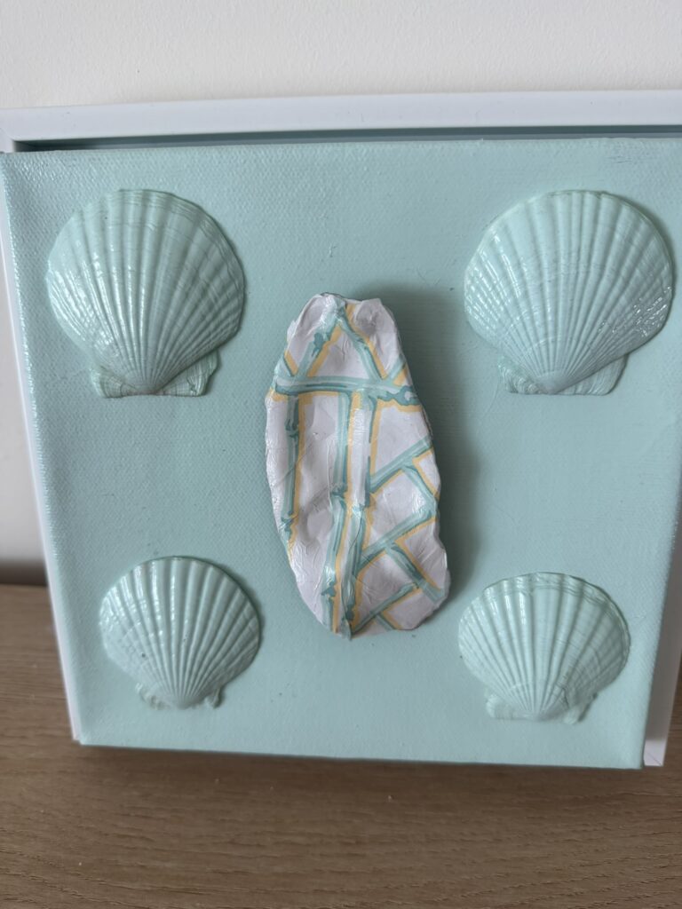 Seafoam Oyster and Scallops on Mint Canvas