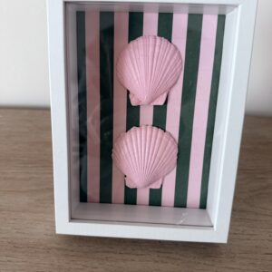 Pink Scallop Duo on Green Cabana Stripe